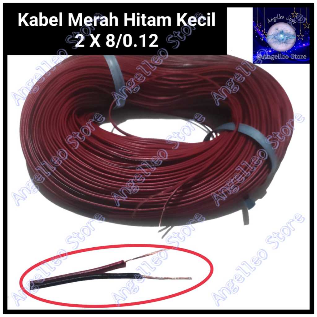 Kabel Serabut Merah Hitam kecil~Kabel Serabut Kecil~Kabel 2 X 8/0.12~Tembaga