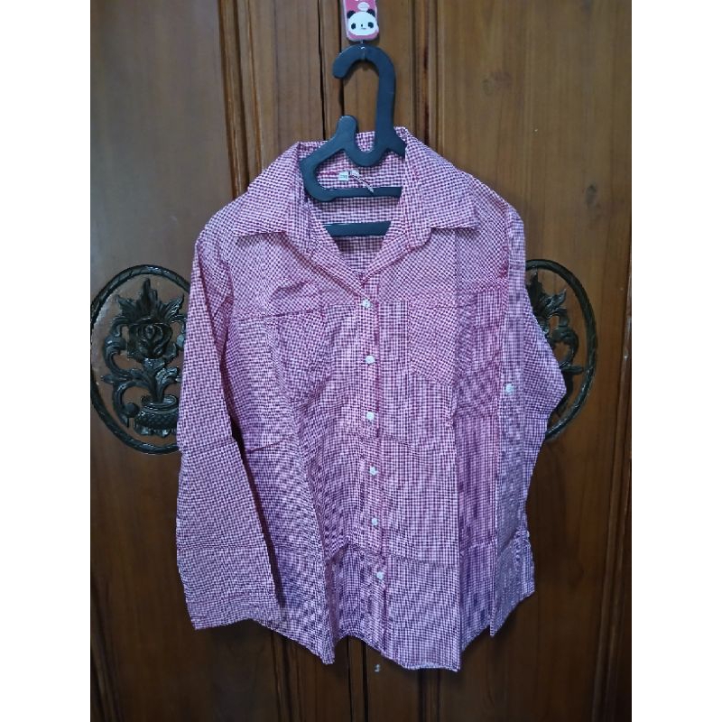[PRELOVED] Baju Kemeja Wanita Kotak Kotak Pink