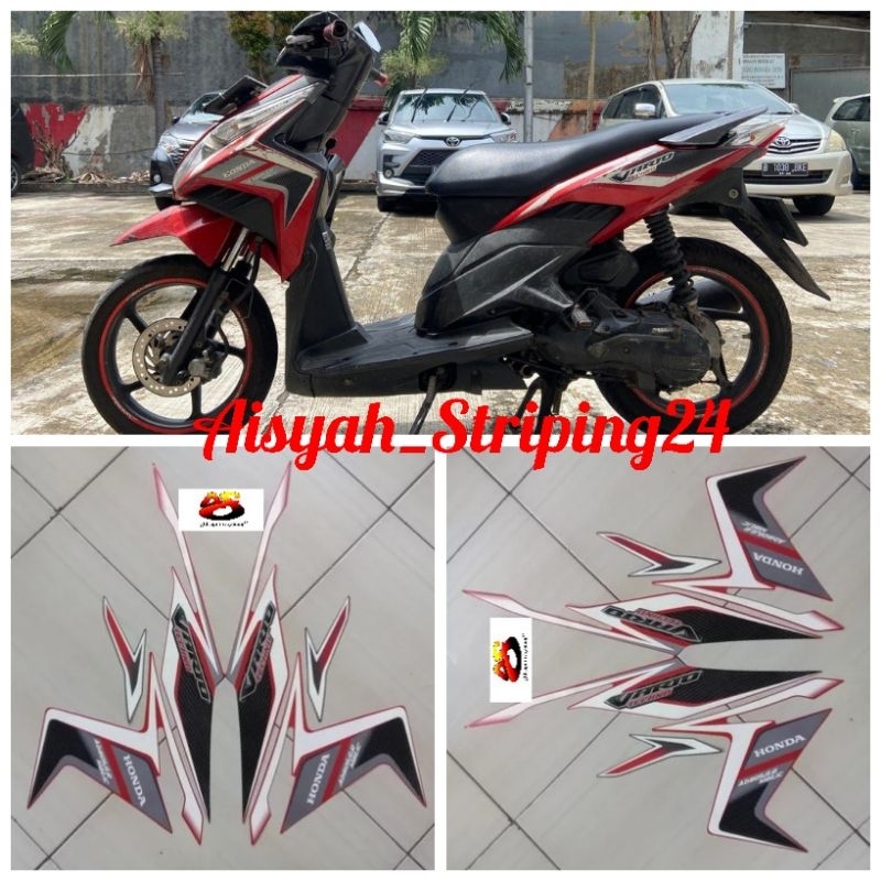 STIKER STRIPING & LIS BODY MOTOR VARIO TECNO 110 2011 MERAH STANDAR
