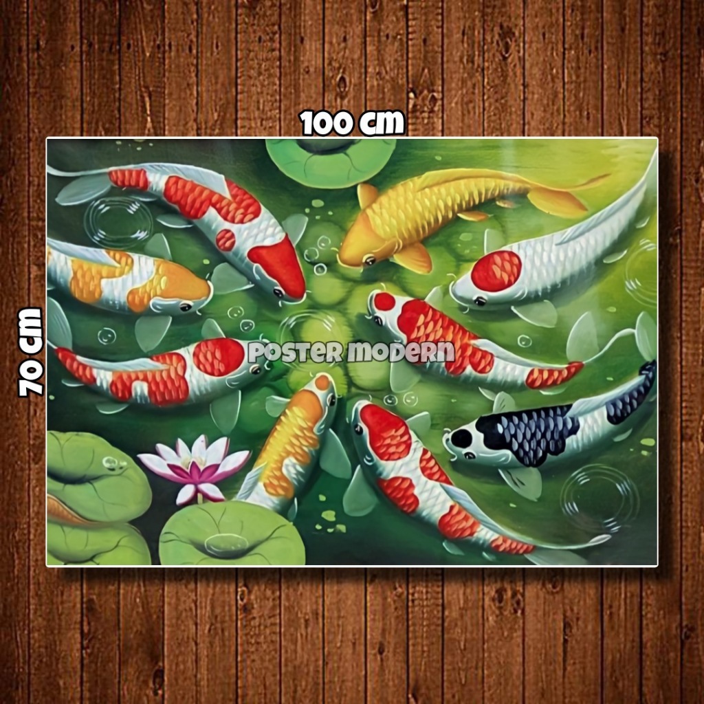 WALLDECOR Poster Gambar IKAN KOI JUMBO Best seller #KOINEW50 Ukuran 100x70cm 150x100cm 200x100cm Ter