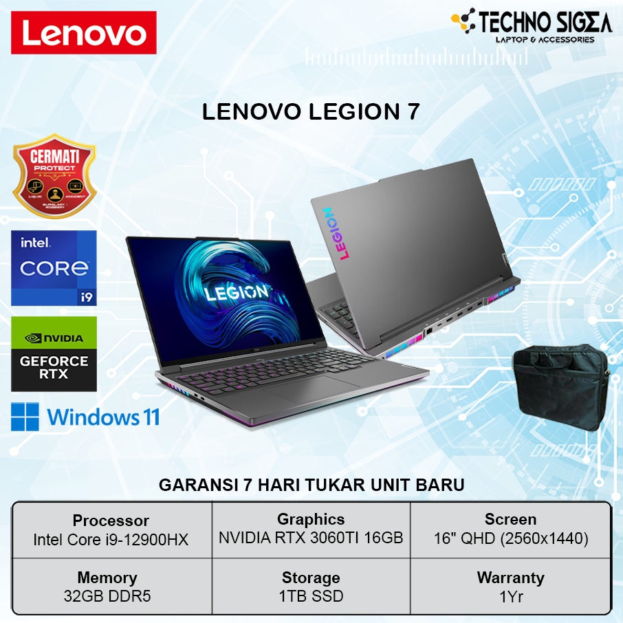 LENOVO Legion 7 16 i9 12900 RTX3080TI 16GB 32GB 1TB 16.0 QHD IPS 165Hz