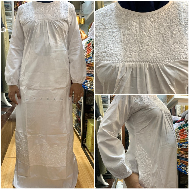 Gamis Perempuan Premium Lidya Katun Jepang ~ Gamis Abaya Putih Haji Dan Umroh Dewasa