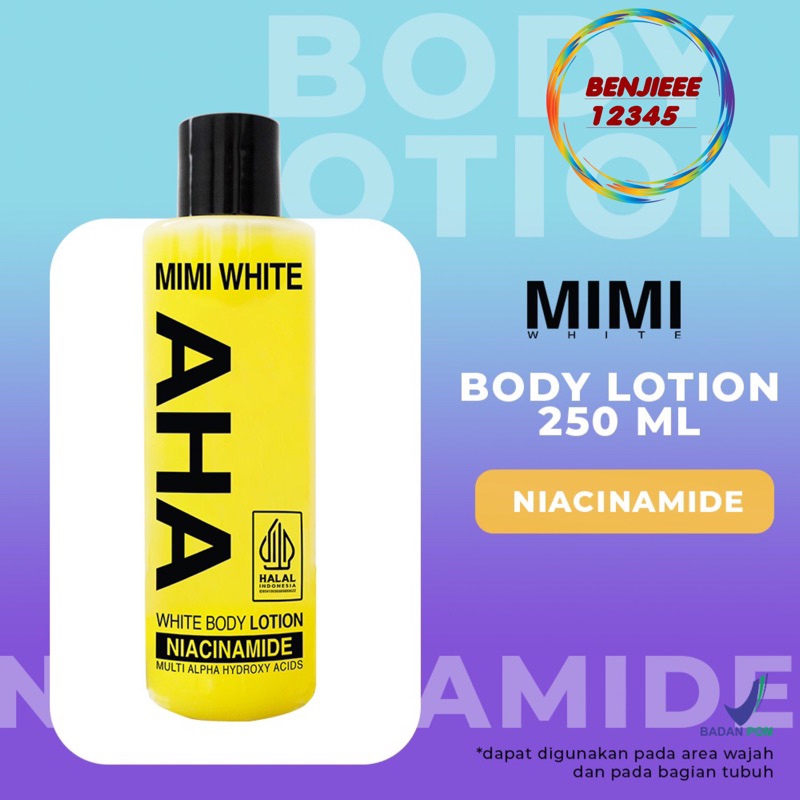 Mimi White Body Lotion AHA 250ml aha handbody MIMI WHITE MIMIWHITE BPOM