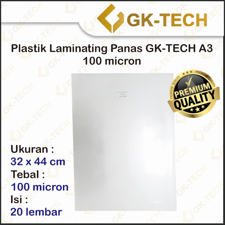 

Kualitas Premium Plastik Laminating A3 GKTech Laminasi Panas Hot Laminating 1 mikron CT