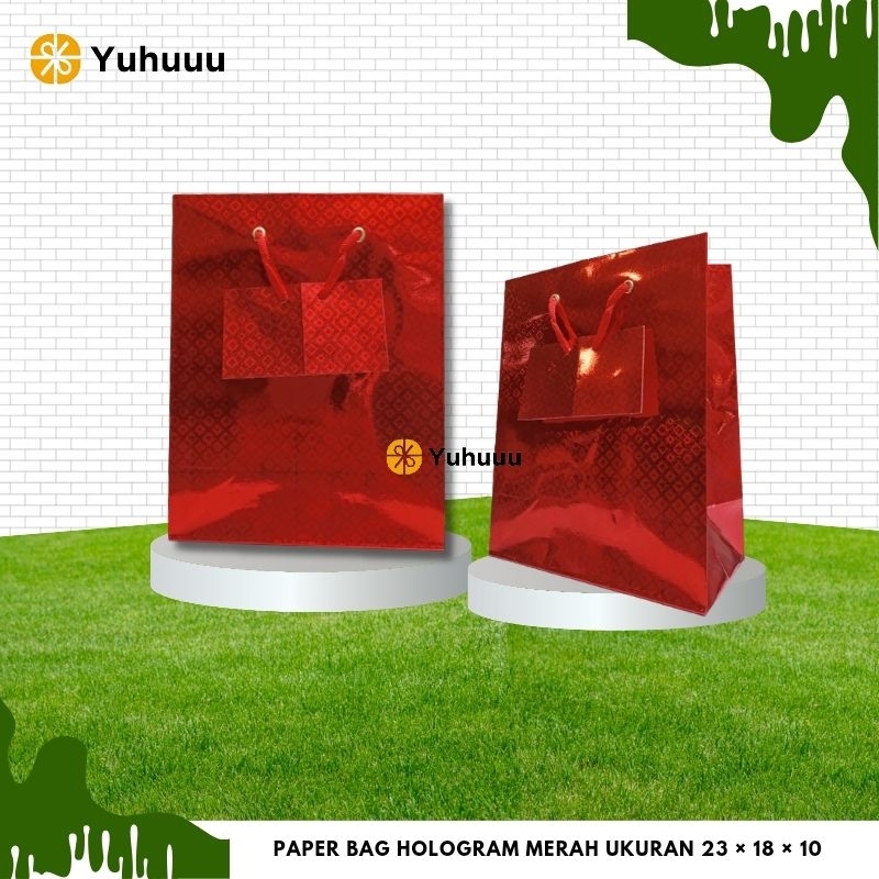 

Paper Bag Hand Bag Hologram Merah Small