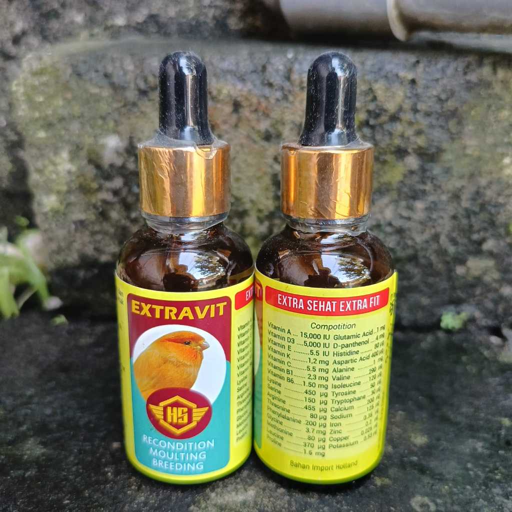 VITAMIN KENARI HS EXTRAVIT BURUNG EXTRA SEHAT DAN EXTRA FIT KUALITAS NYATA UNTUK BURUNG KENARI
