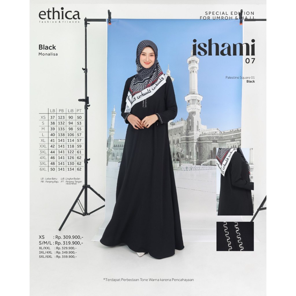 GAMIS ISHAMI 07 BLACK & WHITE SERIES / GAMIS ETHICA WARNA HITAM / GAMIS ETHICA WARNA PUTIH / GAMIS I