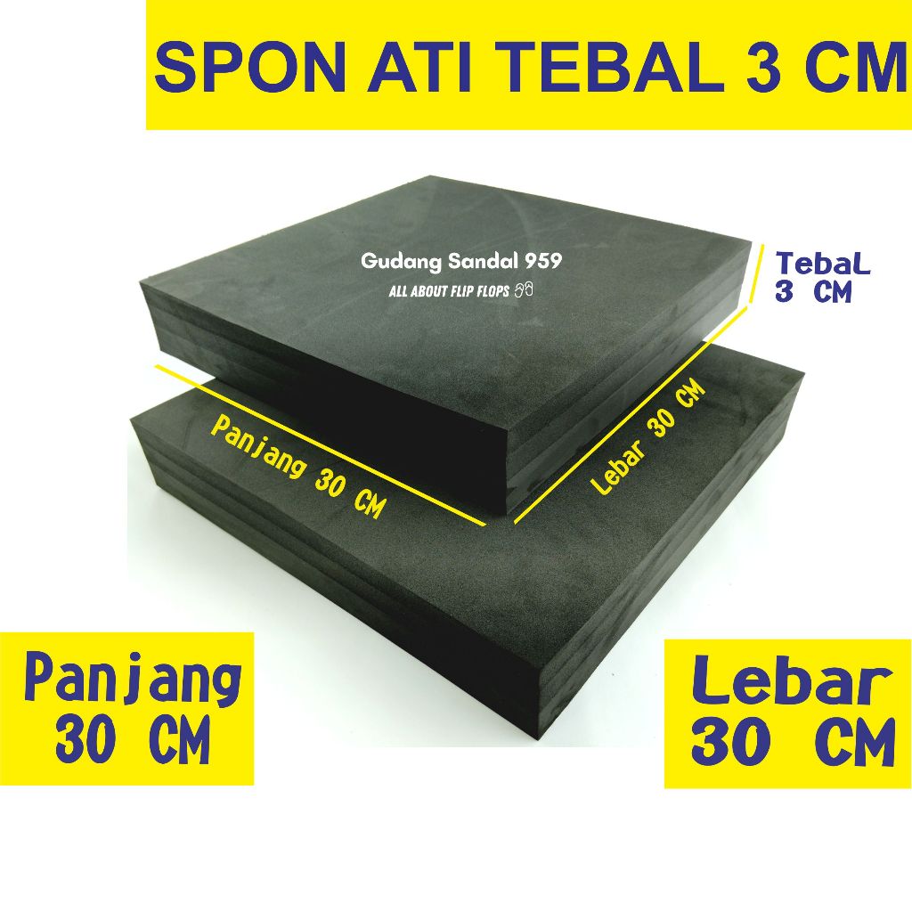 SPON ATI / BUSA ATI / SPON EVA TEBAL 3 CM WARNA HITAM UKURAN 30 CM X 30 CM