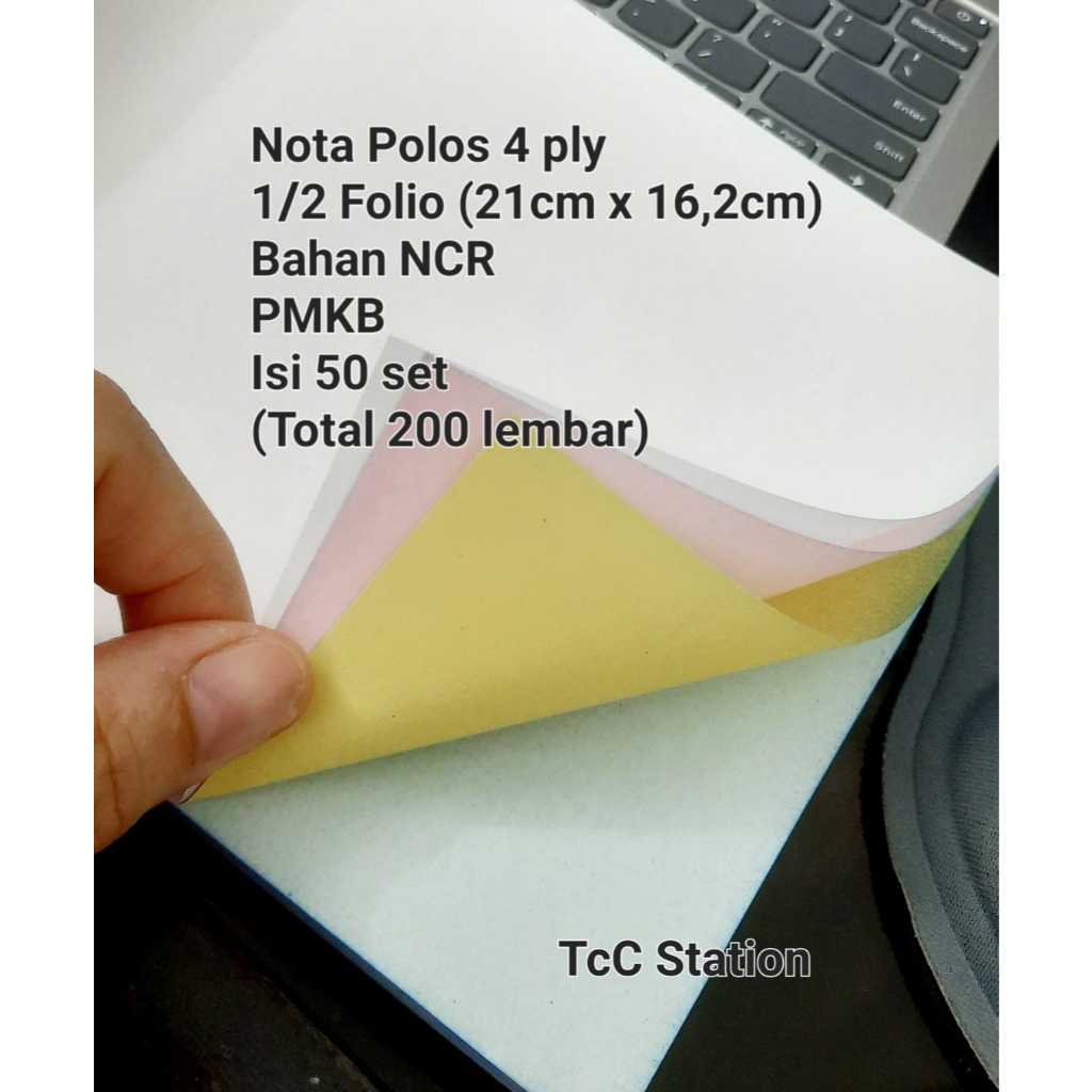 

Nota Polos 4ply 1/2 folio Bon Polos 4 Rangkap 4 Ply 1/2folio NCR Putih Merah Biru Kuning