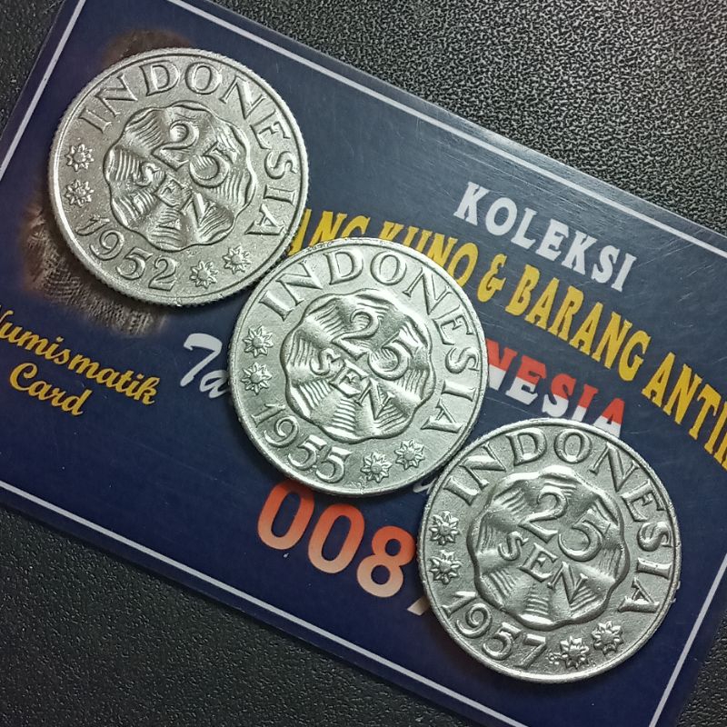 Koleksi Set Tahun Koin 25 Sen Garuda Tahun 1952-1955-1957 Sudah Bersihkan Bagus