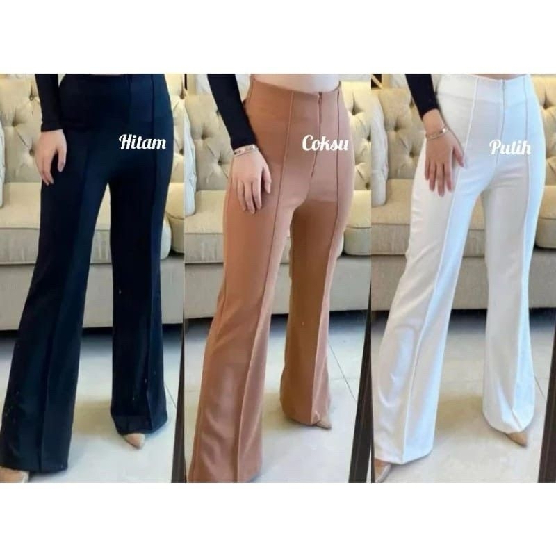 Highwaist Cutbray Scuba - Celana wanita Cutbray jumbo