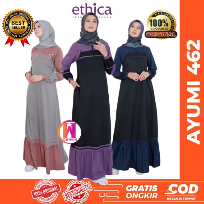 ETHICA Gamis Ayumi 462 ETHICA Original / Baju Gamis Terbaru 2024 / Dress Muslim / Dress Wanita Musli
