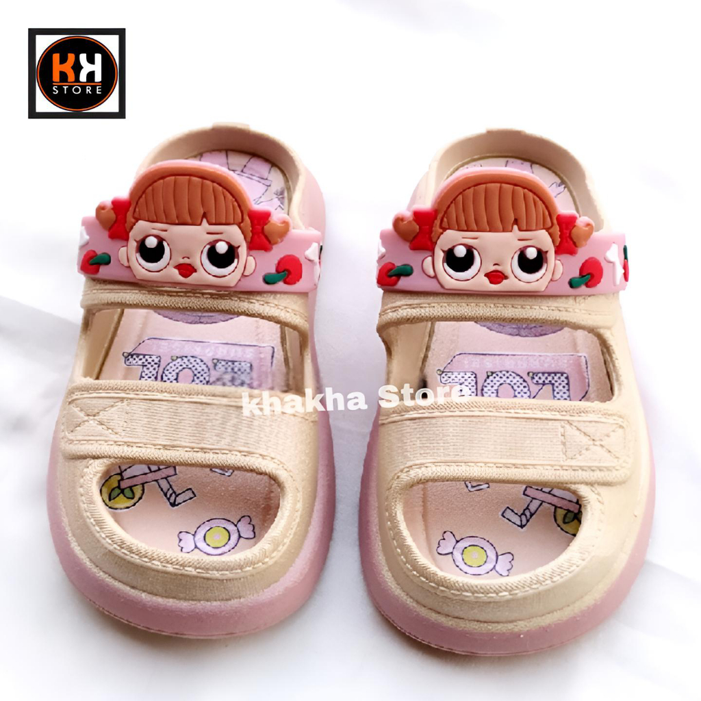 LOL Sandal Karet  Karakter Anak Perempuan Model  Import Slop Cewek 24-29