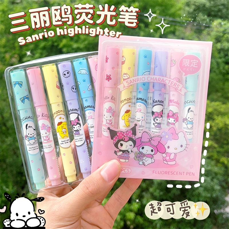 

Kakamoe - 6 PCS 1 set Stabilo sanrio highlighter/ Stabilo pastel color cute penanda pewarna