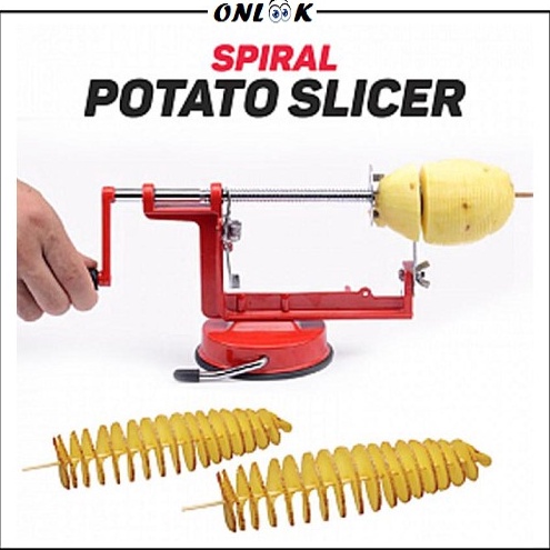 READY STOK Spiral Potato Slicer  Alat Pemotong Pengiris Kentang Spiral  Pisau Putar Ulir Keripik Ken