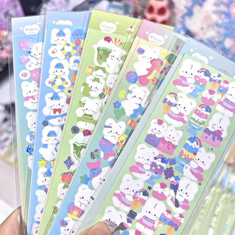 

sticker korean deco photocard confetti bear hologram readystock