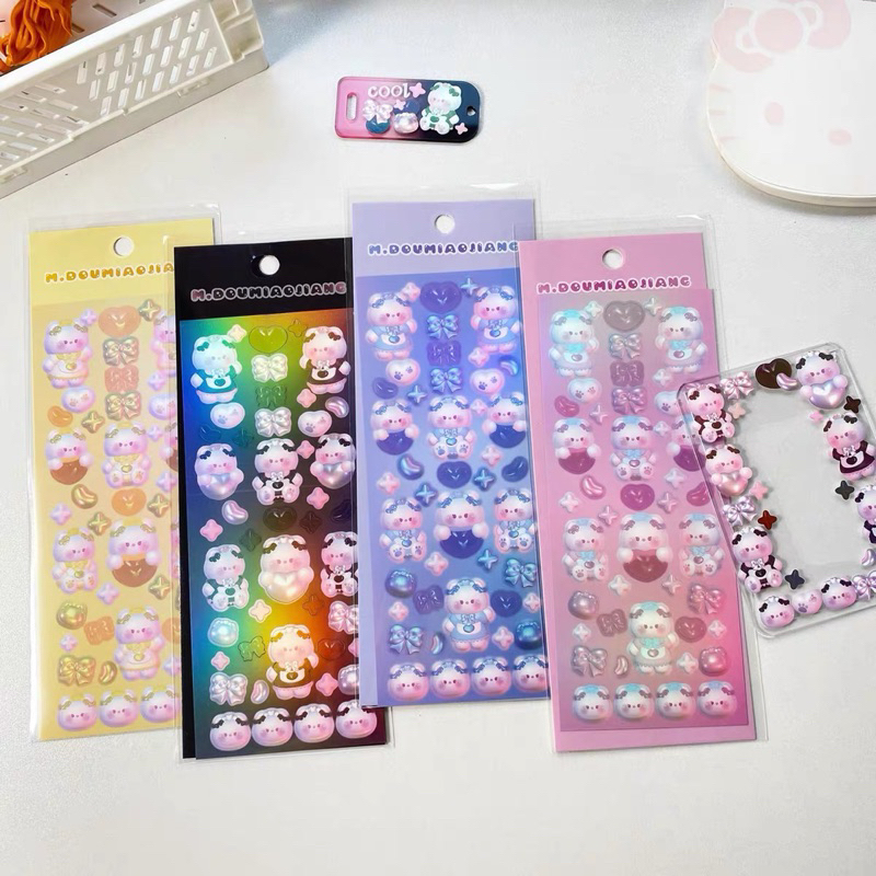 

sticker confetti bear korean deco photocard readystock hologram B609 B912
