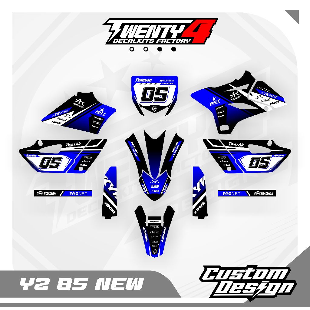Decal Yz 85 New Hitam Kombinasi Biru - Decal Grasstrack Yz 85 New