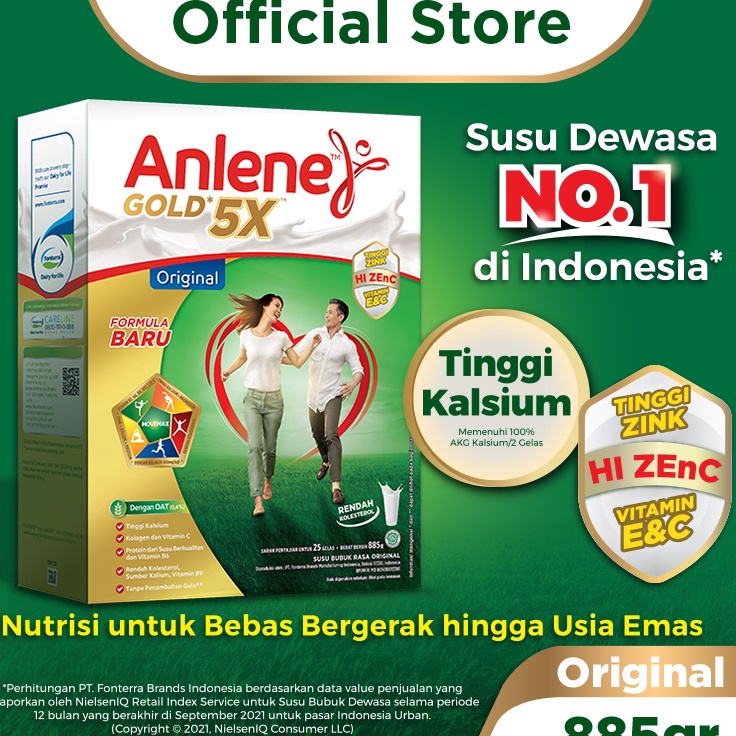 

icTerkini Anlene Gold 5X Susu Bubuk Dewasa Original 885g Nutrisi Tinggi Kalsium Untuk Tulang Sendi dan Otot F45