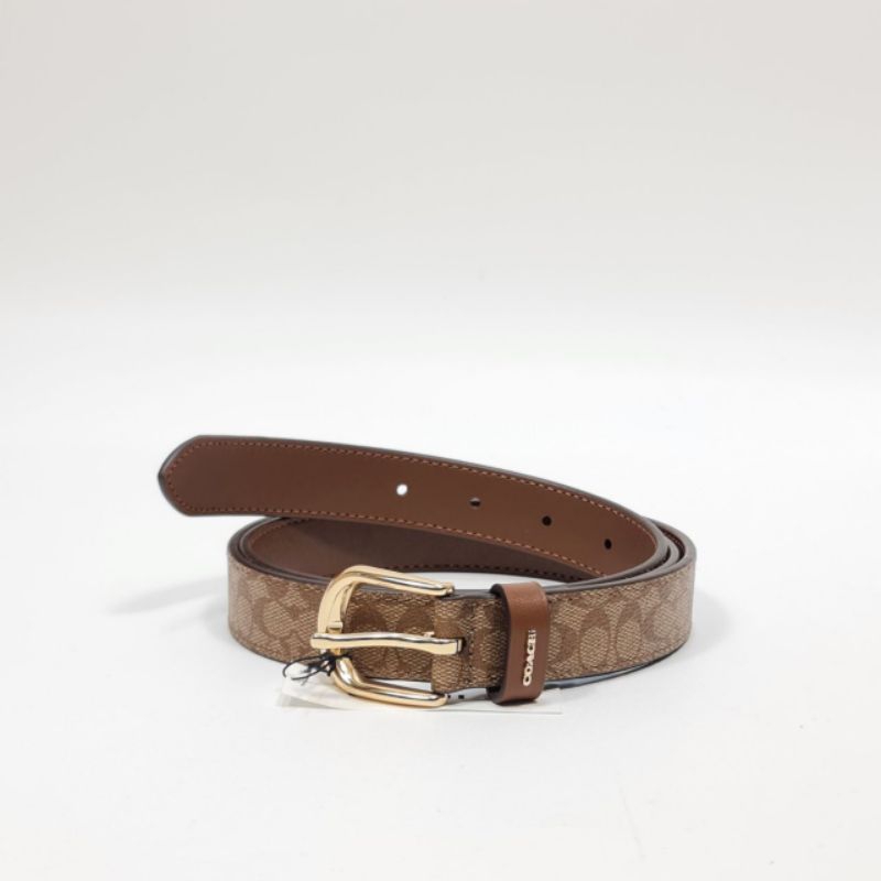 Ikat Pinggang Sabuk Wanita Original Coach F78179 Classic Women Belt Sign Khaki Gold