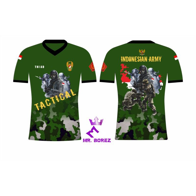 Kaos TNI AD Jersey Indonesian Army Lengan Pendek FullPrint / Tshirt Pria Premium / Baju Jersey Indonesian Army TNI Ad / Baju TNI Ad