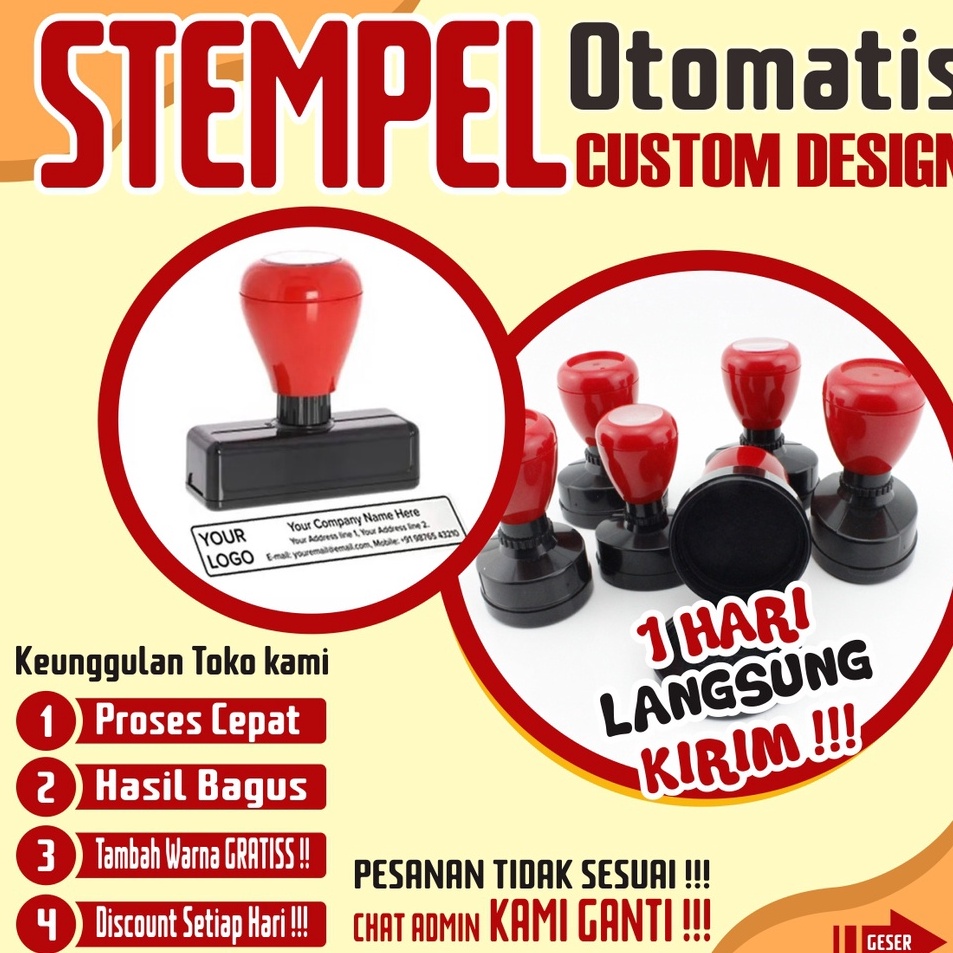 

j Super Promo Stempel stempel otomatis desain custom free tambah warna J53