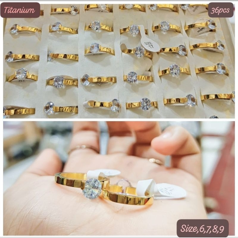 Cincin Titanium Gold, couple lapis emas 24k, anti karat awet pakai harian