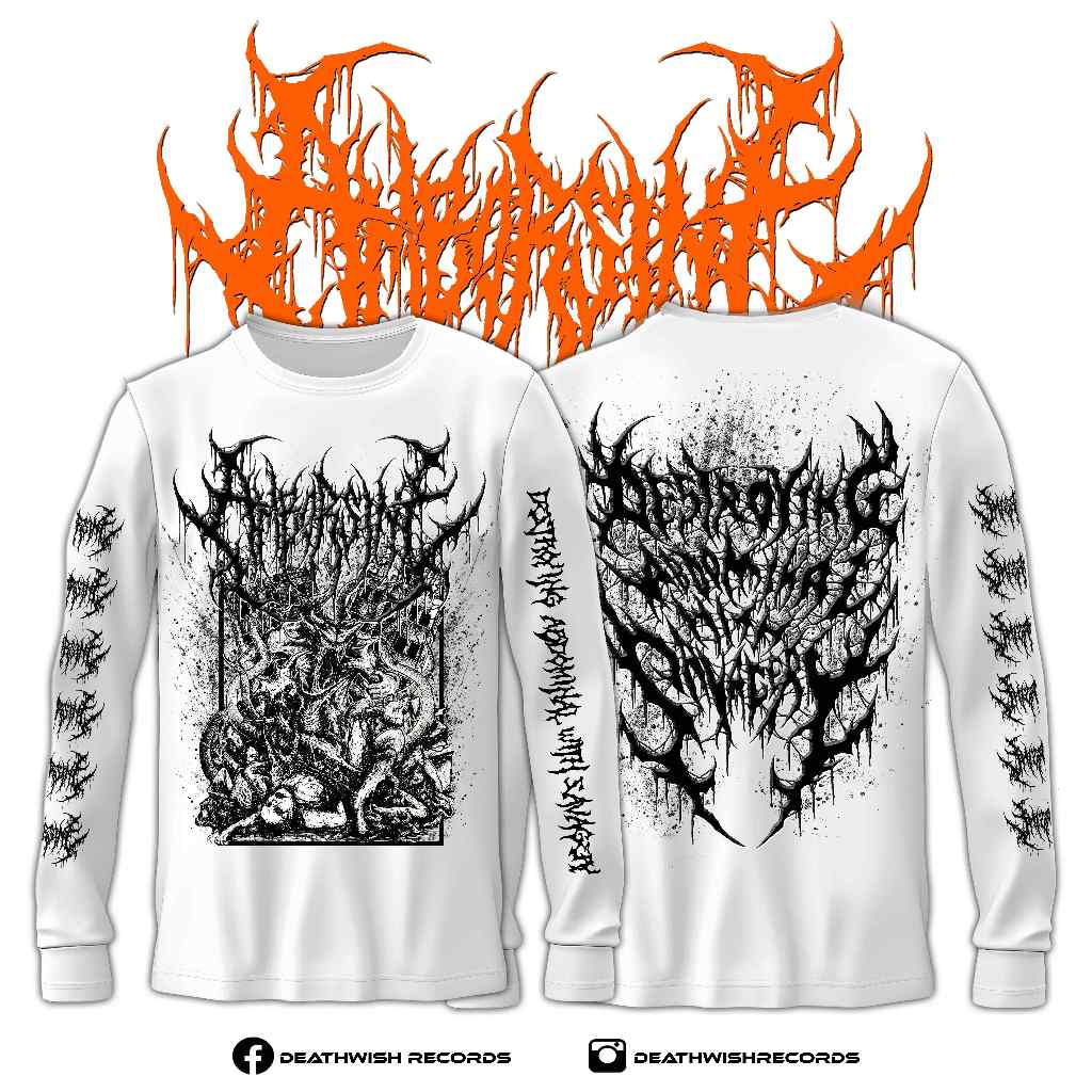 Amborsine Long Sleeve White Destroying Ubdominal with Savageri / Kaos Band / Baju Metal rock