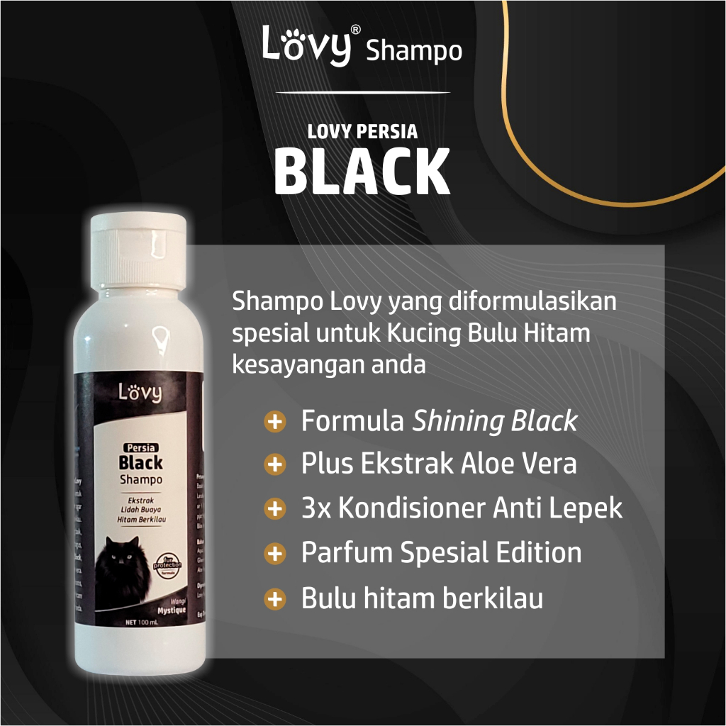 Shampo Kucing Bulu Hitam Persia Hitam Berkilau Lovy B 1 Liter