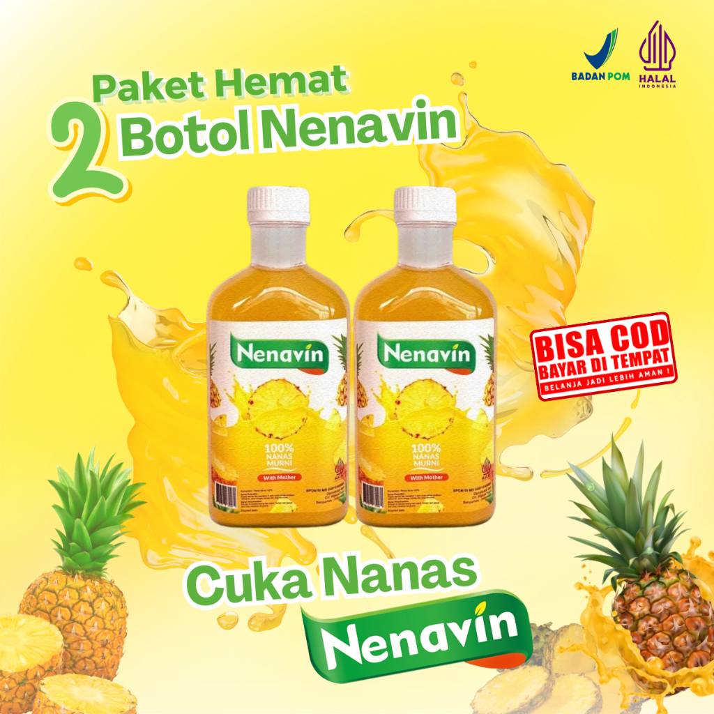 

PAKET 2 BOTOL - Cuka Nanas NENAVIN Bantu Turunkan Gula Darah Tinggi - Original BPOM-HALAL 300ml