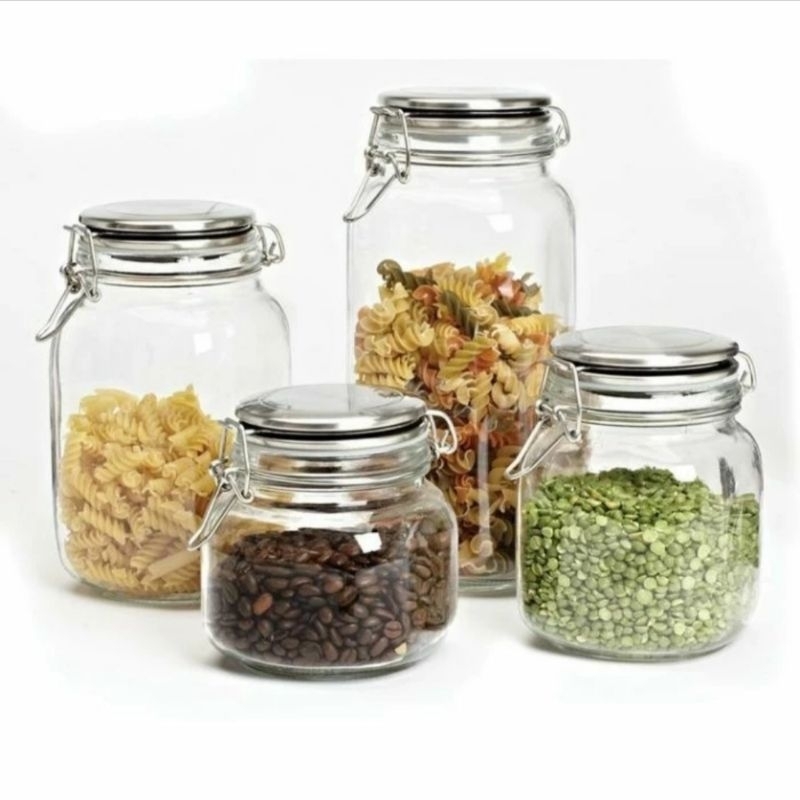 Toples Hermetico Kaca Penyimpanan Kedap Udara Air Tight Tutup Kait Jar