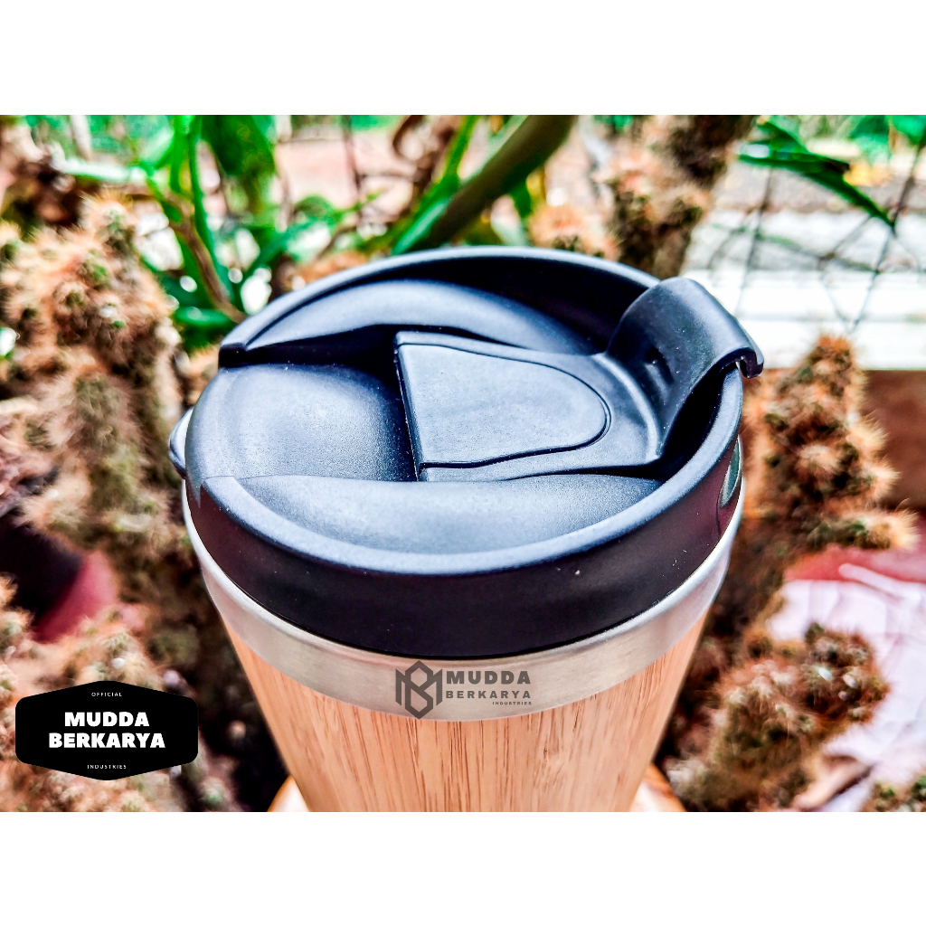 Gelas Bambu Cangkir Kayu Stainless MUG Stainless 450 ML Tumbler Murah Bamboo Gelas Kopi Botol Kayu B