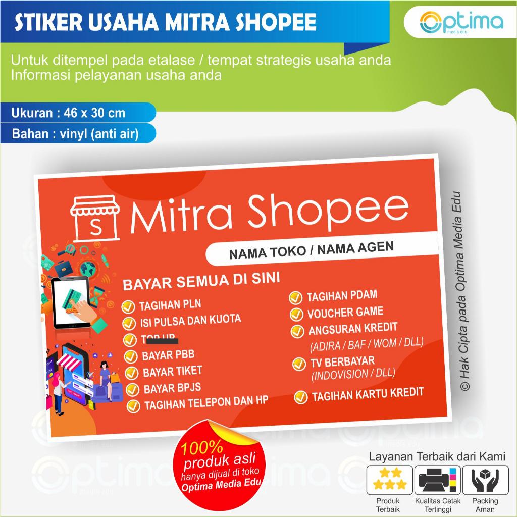 

Cetak Stiker Tulisan Mitra Shopee bisa Reques nama toko