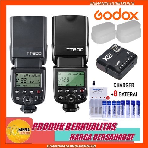 Paket Bundling Flash Godox TT600 Universal Trigger Godox X2T Triger Godox X2T canon nikon fuji sony 