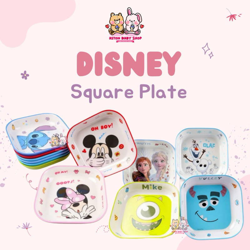 Disney Square Plate / Piring Anak Karakter Disney Mickey Minnie Frozen / Piring Melamin