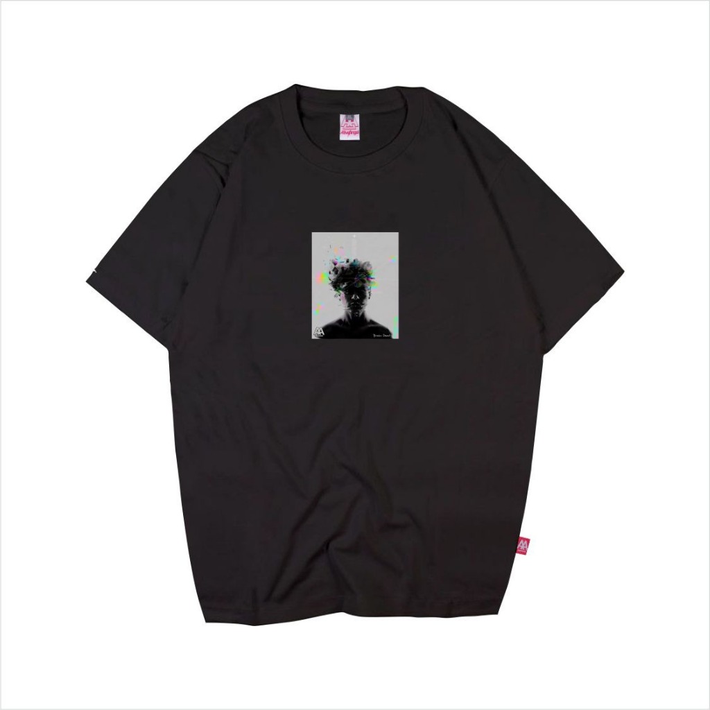 KAOS DISTRO ALIVE ANGEL BRAIN DEAD SIMPEL LENGAN PENDEK PRIA KAOS HITAM BLACK TEES DIGITAL PRINTING 