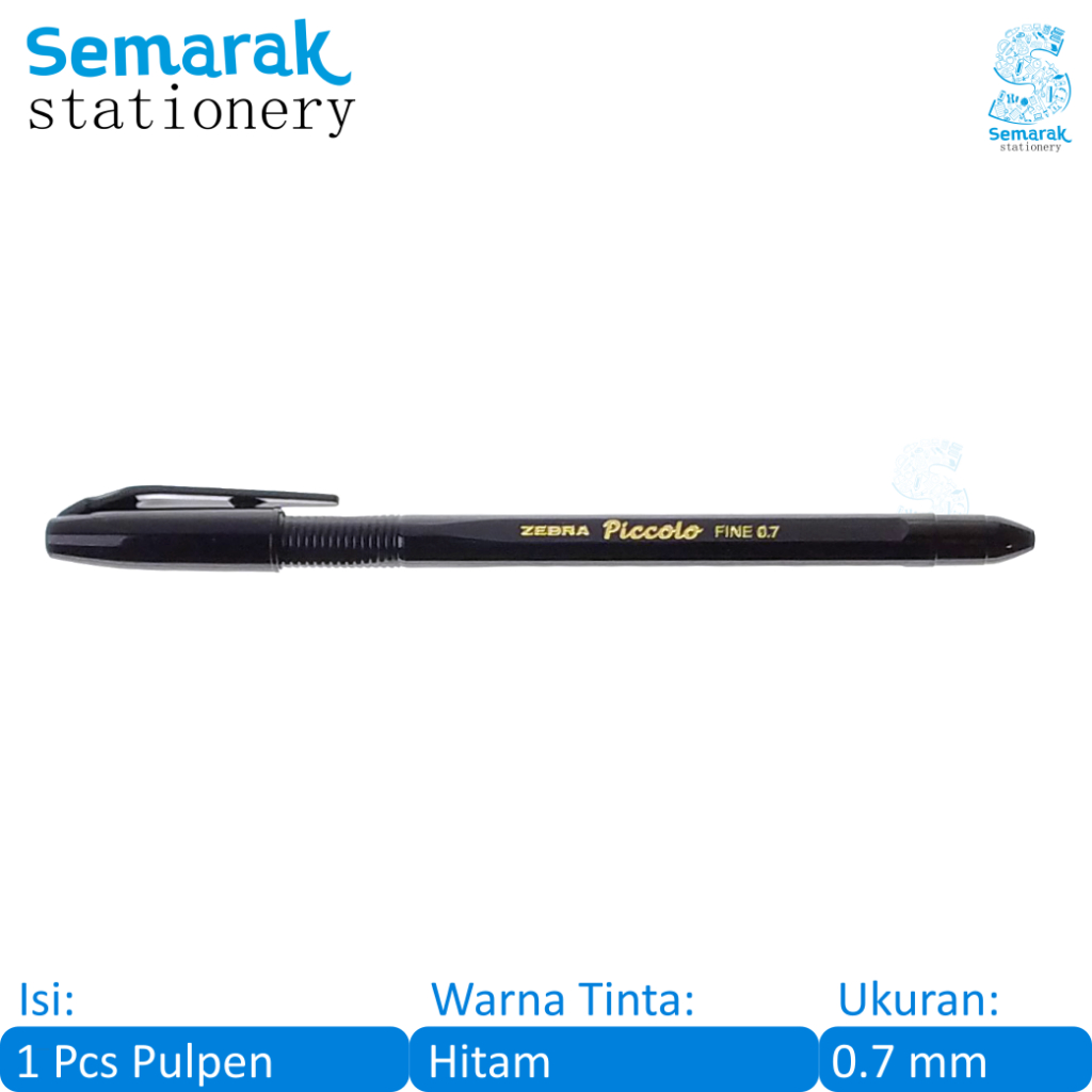 

Zebra Piccolo Pen Fine Tip Pulpen Semi Gel 0.7 mm - Hitam