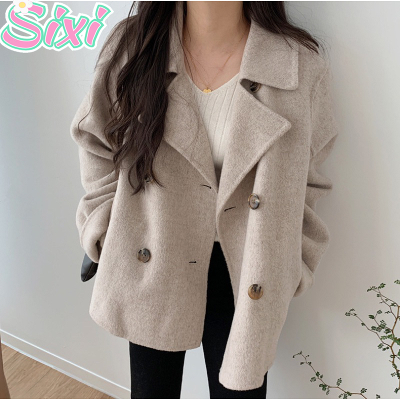 SIXI Wool Outer Korean Winter Premium Outerwear Short Coat Import Blazer Wanita Style Korean Blazer 
