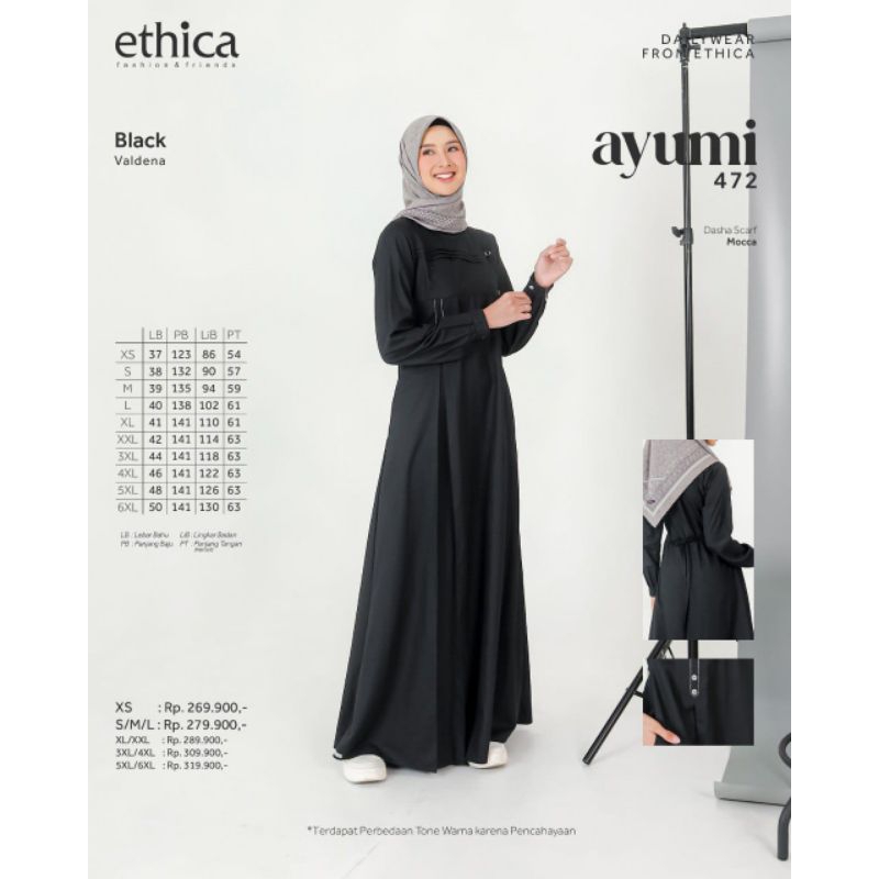 AYUMI 473, GAMIS ETHICA, DRESS ETHICA, GAMIS BLACK, ETHICA ORIGINAL