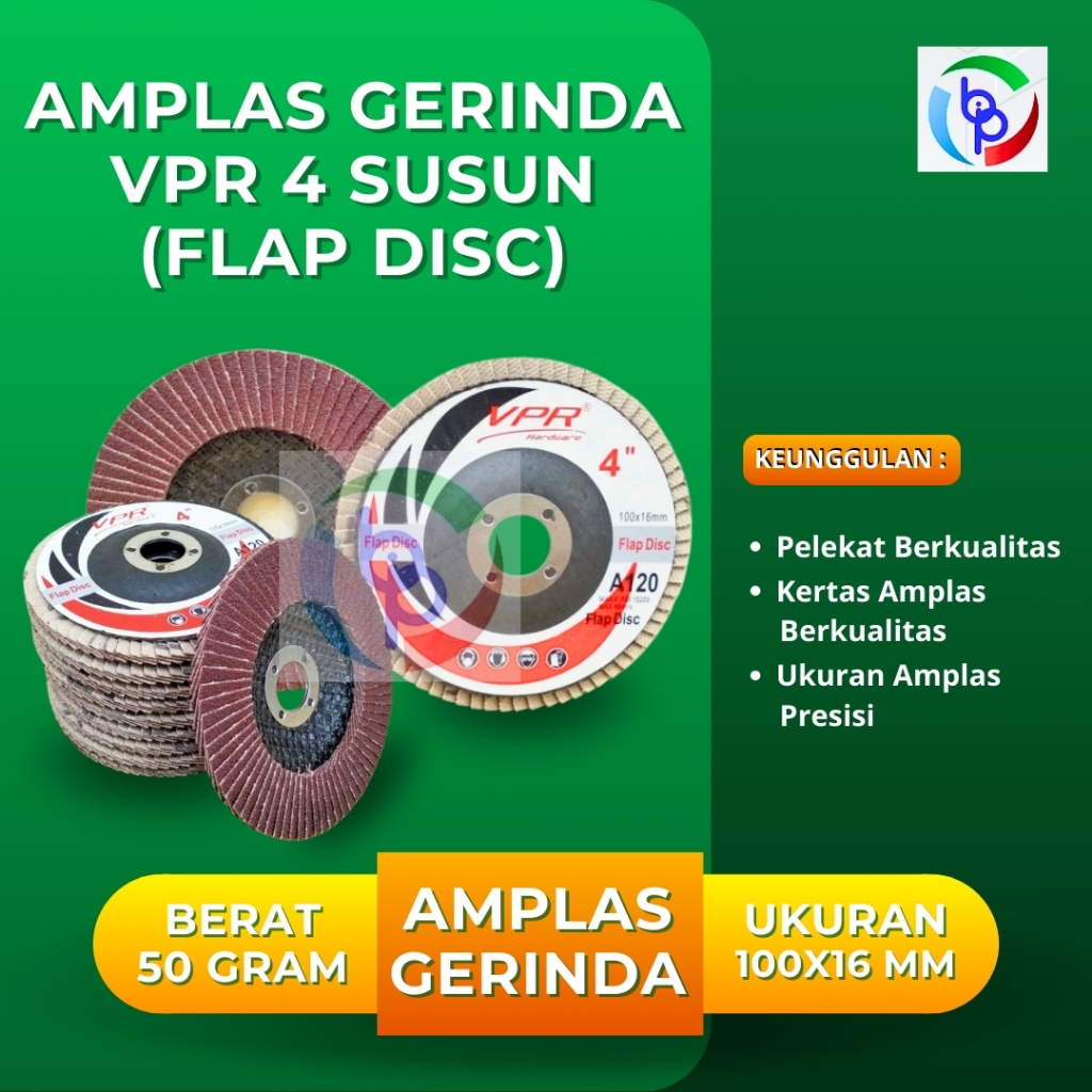 Flap Disc Amplas Gerinda Bulat Susun/Amplas Halus Besi Poles VPR 4 Susun