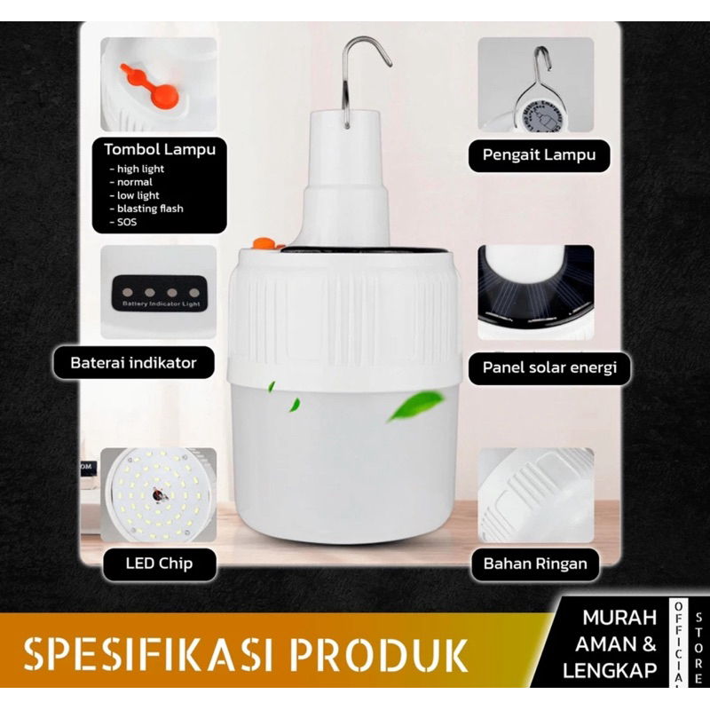 Lampu Bohlam LED Emergency Solar Gantung Dan Bisa Di Cas