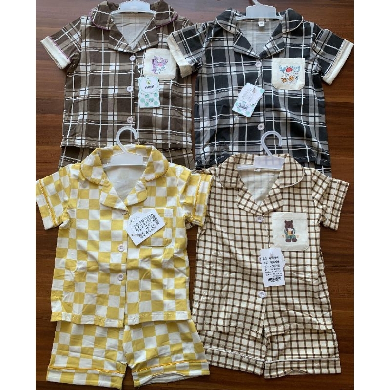 SETELAN PIYAMA PENDEK MOTIF KOTAK KOTAK|PIYAMA KOTAK KOTAK MURAH