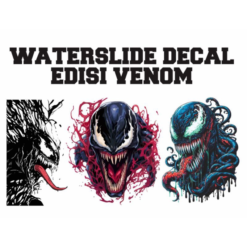 cetak / print sticker water slide decal monster venom untuk racing motor, helm dll