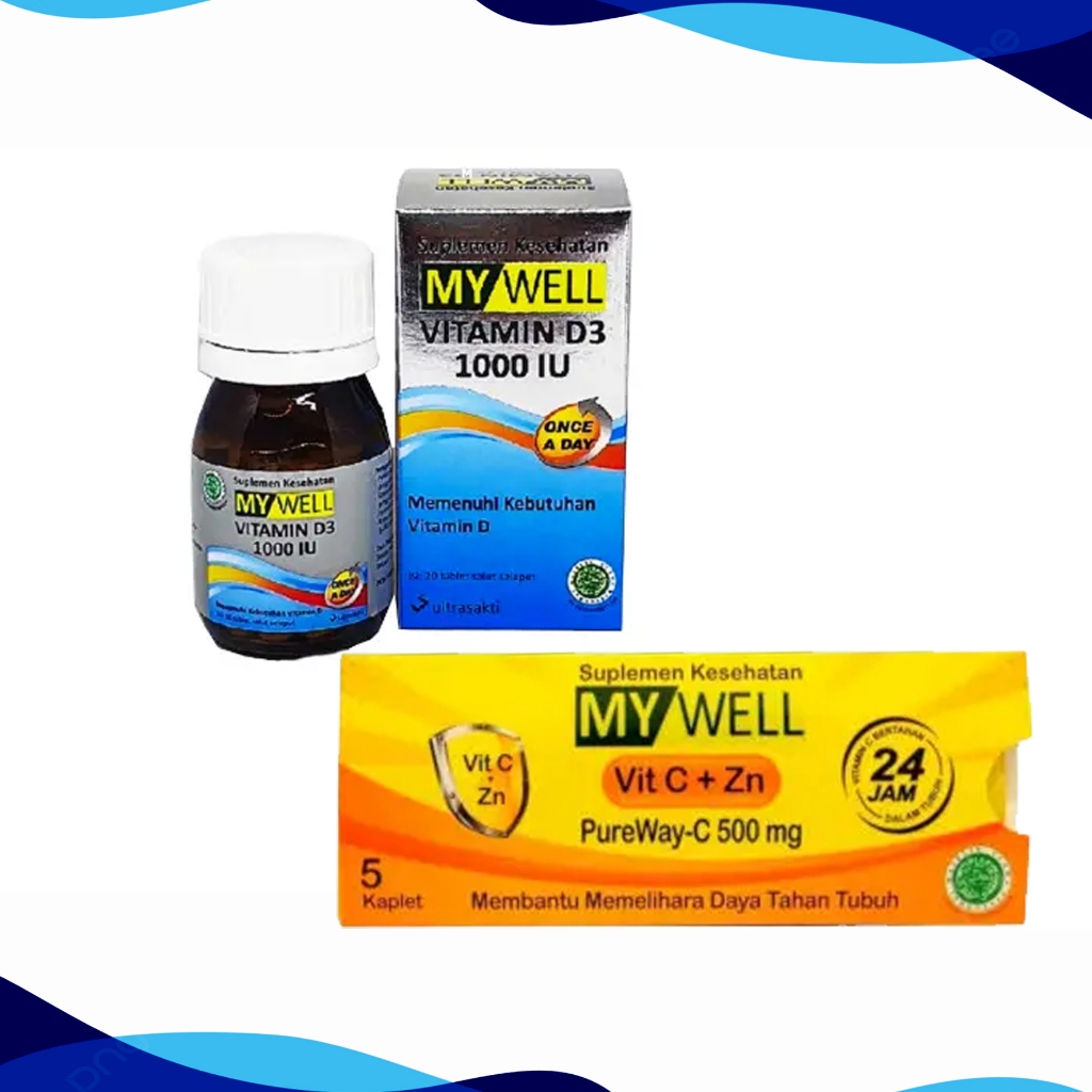 Grosir MY Well Vitamin D3 1000 Vitamin C Plus Zinc Membantu Memelihara Daya Tahan Tubuh