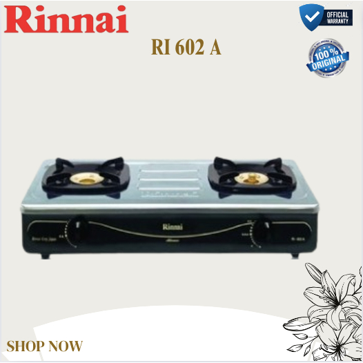 RINNAI KOMPOR GAS 2 TUNGKU RI 602 A KOMPOR RINNAI/RI 602A / RI-602A / RI 602 A / RI602 A /KOMPOR GAS