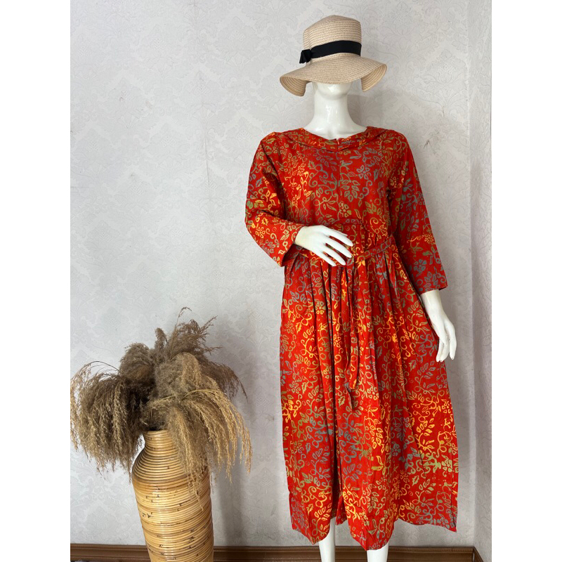 Longdress Abaya Lamiya Ceria Batik Busui Friendly Resleting Model Babydoll Tali Ikat Belakang | Dast