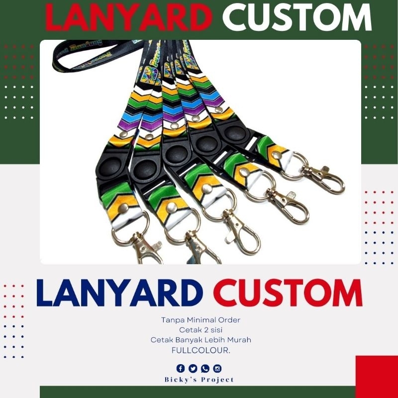 Lanyard Custom Bisa satuan (1,5cm) (2cm) (2,5cm)
