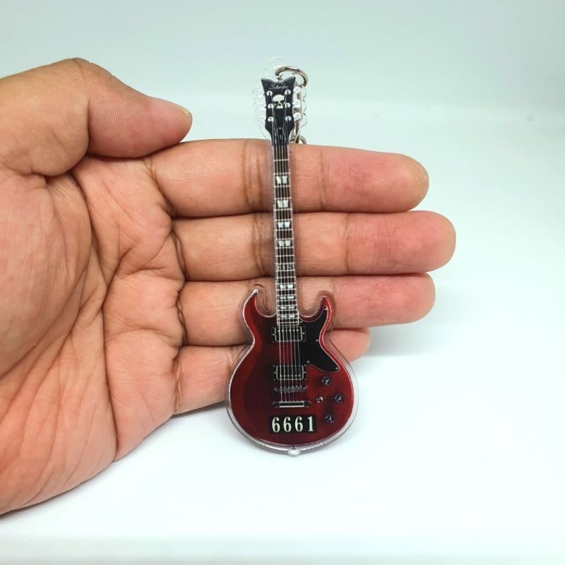 Gantungan Kunci Acrylic Gitar Schecter 6661 Red Zacky Vengeance Avenged Sevenfold Signature