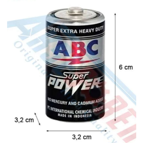 [1 buah] Baterai ABC HITAM besar ukuran D R20 SUPER POWER d size battery abc jumbo baterai radio 1 p