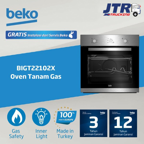 Beko Oven Gas Tanam 66 Liter BBIGT22102X Stainless Steel - Garansi Resmi